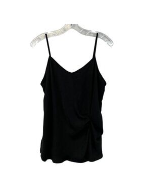 Naked Zebra Womens Tank Top Black Adjustable Spaghetti Strap Ruched Small